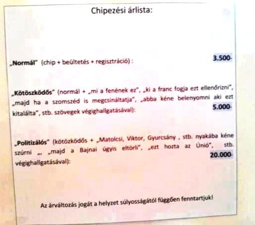 Eb chipeltetés - lássuk az árakat