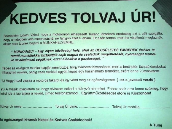 Tolvaj úrnak üzenik