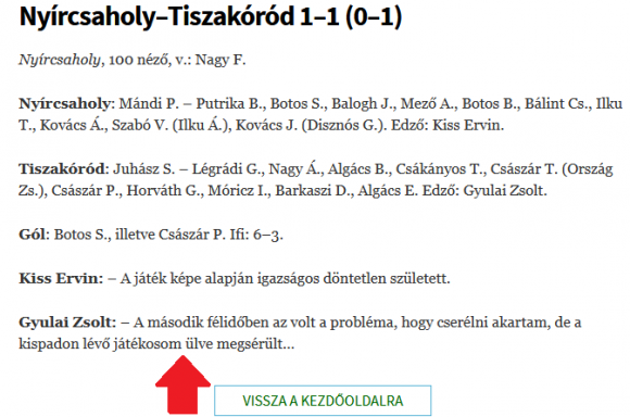 Eközben a megyei II. osztályban 😮