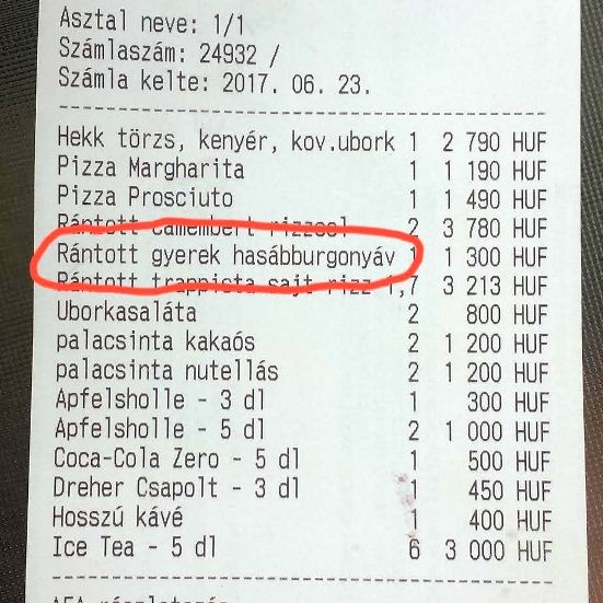 Egy Balatonfüreden készült számla