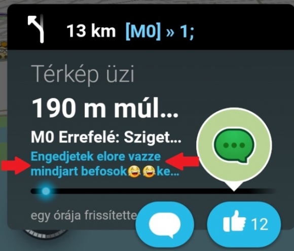 Újabb Waze térkép üzenet